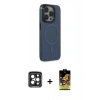 MARSİLYAN™- iPhone 15 Pro Max Kılıf Eksen Işık Prime - Siyah Buffer Cam Ekran Koruyucu + PVD Metal Kamera Lens - SH