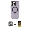 MARSİLYAN™- iPhone 15 Pro Max Kılıf Eksen Işık Prime - Siyah Buffer Cam Ekran Koruyucu + PVD Metal Kamera Lens - GI