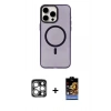 MARSİLYAN™- iPhone 15 Pro Max Kılıf Eksen Işık Prime - Siyah Buffer Hayalet Cam Ekran Koruyucu + PVD Metal Kamera Lens - GS