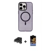 MARSİLYAN™- iPhone 15 Pro Max Kılıf Eksen Işık Prime - Siyah Buffer Hayalet Cam Ekran Koruyucu + Raze Metal Kamera Lens - GS