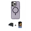 MARSİLYAN™- iPhone 15 Pro Max Kılıf Eksen Işık Prime - Siyah Buffer Hayalet Cam Ekran Koruyucu + Raze Metal Kamera Lens - LT
