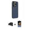 MARSİLYAN™- iPhone 15 Pro Max Kılıf Eksen Işık Prime - Siyah Buffer Hayalet Cam Ekran Koruyucu + Raze Metal Kamera Lens - TMGI