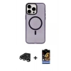 MARSİLYAN™- iPhone 15 Pro Max Kılıf Eksen Işık Prime - Siyah Buffer Hayalet Cam Ekran Koruyucu + Raze Metal Kamera Lens - TMGI