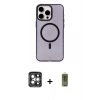 MARSİLYAN™- iPhone 15 Pro Max Kılıf Eksen Işık Prime - Siyah Joko Magic 5D Hayalet Cam + PVD Metal Kamera Lens - GI