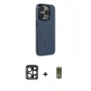 MARSİLYAN™- iPhone 15 Pro Max Kılıf Eksen Işık Prime - Siyah Joko Magic 5D Hayalet Cam + PVD Metal Kamera Lens - LT