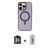 MARSİLYAN™- iPhone 15 Pro Max Kılıf Eksen Işık Prime - Siyah Polymer Nano Ekran Koruyucu + PVD Metal Kamera Lens - TU