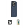 MARSİLYAN™- iPhone 15 Pro Max Kılıf Eksen Işık Prime - Siyah Polymer Nano Ekran Koruyucu + PVD Metal Kamera Lens - LT