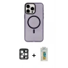 MARSİLYAN™- iPhone 15 Pro Max Kılıf Eksen Işık Prime - Siyah Polymer Nano Ekran Koruyucu + PVD Metal Kamera Lens - LT