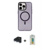 MARSİLYAN™- iPhone 15 Pro Max Kılıf Eksen Işık Prime - Siyah Polymer Nano Ekran Koruyucu + Raze Metal Kamera Lens - LT