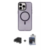 MARSİLYAN™- iPhone 15 Pro Max Kılıf Eksen Işık Prime - Siyah Vanessa Magic Cam + Titanyum Gri Raze Metal Kamera Lens