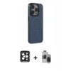 MARSİLYAN™- iPhone 15 Pro Max Kılıf Eksen Işık Prime - Siyah Vanessa Magic Hayalet Cam + PVD Metal Kamera Lens - SH