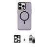 MARSİLYAN™- iPhone 15 Pro Max Kılıf Eksen Işık Prime - Siyah Vanessa Magic Hayalet Cam + PVD Metal Kamera Lens - LT