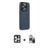 MARSİLYAN™- iPhone 15 Pro Max Kılıf Eksen Işık Prime - Siyah Vanessa Magic Hayalet Cam + PVD Metal Kamera Lens - LT
