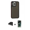 MARSİLYAN™- iPhone 15 Pro Max Kılıf Eksen Işık - Şeffaf 360 Full Body Arka Koruyucu + Gümüş Raze Metal Kamera Lens