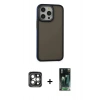 MARSİLYAN™- iPhone 15 Pro Max Kılıf Eksen Işık - Şeffaf 360 Full Body Arka Koruyucu + PVD Metal Kamera Lens - GI