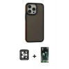 MARSİLYAN™- iPhone 15 Pro Max Kılıf Eksen Işık - Şeffaf 360 Full Body Arka Koruyucu + PVD Metal Kamera Lens - GI