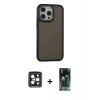 MARSİLYAN™- iPhone 15 Pro Max Kılıf Eksen Işık - Şeffaf 360 Full Body Arka Koruyucu + PVD Metal Kamera Lens - SH