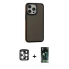 MARSİLYAN™- iPhone 15 Pro Max Kılıf Eksen Işık - Şeffaf 360 Full Body Arka Koruyucu + PVD Metal Kamera Lens - LT