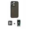MARSİLYAN™- iPhone 15 Pro Max Kılıf Eksen Işık - Şeffaf 360 Full Body Arka Koruyucu + PVD Metal Kamera Lens - SH