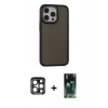 MARSİLYAN™- iPhone 15 Pro Max Kılıf Eksen Işık - Şeffaf 360 Full Body Arka Koruyucu + PVD Metal Kamera Lens - LT