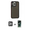 MARSİLYAN™- iPhone 15 Pro Max Kılıf Eksen Işık - Şeffaf 360 Full Body Arka Koruyucu + PVD Metal Kamera Lens - SH