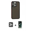 MARSİLYAN™- iPhone 15 Pro Max Kılıf Eksen Işık - Şeffaf 360 Full Body Arka Koruyucu + PVD Metal Kamera Lens - GI