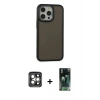 MARSİLYAN™- iPhone 15 Pro Max Kılıf Eksen Işık - Şeffaf 360 Full Body Arka Koruyucu + PVD Metal Kamera Lens - GI