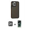 MARSİLYAN™- iPhone 15 Pro Max Kılıf Eksen Işık - Şeffaf 360 Full Body Arka Koruyucu + PVD Metal Kamera Lens - SH