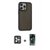 MARSİLYAN™- iPhone 15 Pro Max Kılıf Eksen Işık - Şeffaf 360 Full Body Arka Koruyucu + PVD Metal Kamera Lens - SH
