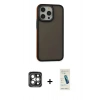 MARSİLYAN™- iPhone 15 Pro Max Kılıf Eksen Işık - Şeffaf Pasifik Cam Ekran Koruyucu + PVD Metal Kamera Lens - GI