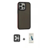 MARSİLYAN™- iPhone 15 Pro Max Kılıf Eksen Işık - Şeffaf Pasifik Cam Ekran Koruyucu + PVD Metal Kamera Lens - GI
