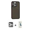 MARSİLYAN™- iPhone 15 Pro Max Kılıf Eksen Işık - Şeffaf Pasifik Cam Ekran Koruyucu + PVD Metal Kamera Lens - GS