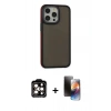 MARSİLYAN™- iPhone 15 Pro Max Kılıf Eksen Işık - Siyah 3D Antistatik Mat Seramik Nano Ekran Koruyucu + PVD Metal Kamera Lens - TU