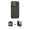 MARSİLYAN™- iPhone 15 Pro Max Kılıf Eksen Işık - Siyah 3D Antistatik Mat Seramik Nano Ekran Koruyucu + PVD Metal Kamera Lens - TU