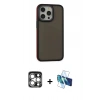 MARSİLYAN™- iPhone 15 Pro Max Kılıf Eksen Işık - Siyah 3D Antistatik Seramik Nano Ekran Koruyucu + PVD Metal Kamera Lens - GS