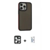 MARSİLYAN™- iPhone 15 Pro Max Kılıf Eksen Işık - Siyah Bilvis 0.18mm Plus Cam Ekran Koruyucu + PVD Metal Kamera Lens - LT