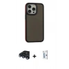 MARSİLYAN™- iPhone 15 Pro Max Kılıf Eksen Işık - Siyah Bilvis 0.18mm Plus Cam Ekran Koruyucu + Raze Metal Kamera Lens - LT