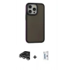 MARSİLYAN™- iPhone 15 Pro Max Kılıf Eksen Işık - Siyah Bilvis 0.18mm Plus Cam Ekran Koruyucu + Raze Metal Kamera Lens - GS