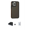 MARSİLYAN™- iPhone 15 Pro Max Kılıf Eksen Işık - Siyah Bilvis 0.18mm Plus Cam Ekran Koruyucu + Raze Metal Kamera Lens - LT
