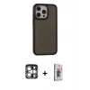 MARSİLYAN™- iPhone 15 Pro Max Kılıf Eksen Işık - Siyah Bilvis 3D Cam Ekran Koruyucu + PVD Metal Kamera Lens - GS