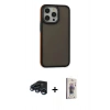 MARSİLYAN™- iPhone 15 Pro Max Kılıf Eksen Işık - Siyah Bilvis 3D Cam Ekran Koruyucu + Raze Metal Kamera Lens - LT