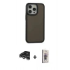 MARSİLYAN™- iPhone 15 Pro Max Kılıf Eksen Işık - Siyah Bilvis 3D Cam Ekran Koruyucu + Raze Metal Kamera Lens - GS