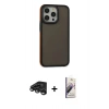 MARSİLYAN™- iPhone 15 Pro Max Kılıf Eksen Işık - Siyah Bilvis 3D Mat Cam Ekran Koruyucu + Raze Metal Kamera Lens - TMGI