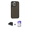 MARSİLYAN™- iPhone 15 Pro Max Kılıf Eksen Işık - Siyah Bilvis 5in1 3D Magic Cam Ekran Koruyucu + Raze Metal Kamera Lens - LT