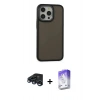 MARSİLYAN™- iPhone 15 Pro Max Kılıf Eksen Işık - Siyah Bilvis 5in1 3D Magic Cam Ekran Koruyucu + Raze Metal Kamera Lens - LT