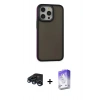MARSİLYAN™- iPhone 15 Pro Max Kılıf Eksen Işık - Siyah Bilvis 5in1 3D Magic Cam Ekran Koruyucu + Raze Metal Kamera Lens - LT