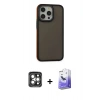 MARSİLYAN™- iPhone 15 Pro Max Kılıf Eksen Işık - Siyah Bilvis 5in1 5D Magic Hayalet Cam Ekran Koruyucu + PVD Metal Kamera Lens - GI