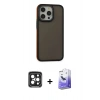 MARSİLYAN™- iPhone 15 Pro Max Kılıf Eksen Işık - Siyah Bilvis 5in1 5D Magic Hayalet Cam Ekran Koruyucu + PVD Metal Kamera Lens - SH