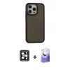 MARSİLYAN™- iPhone 15 Pro Max Kılıf Eksen Işık - Siyah Bilvis 5in1 5D Magic Hayalet Cam Ekran Koruyucu + PVD Metal Kamera Lens - SH