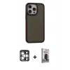 MARSİLYAN™- iPhone 15 Pro Max Kılıf Eksen Işık - Siyah Bilvis Hayalet Cam Ekran Koruyucu + PVD Metal Kamera Lens - GS